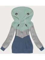 Mátovo-šedo-tmavě modrá hrubší dámská trojbarevná mikina (2303) Mátovo-šedo-tmavě modrá hrubší dámská trojbarevná mikina (2303)