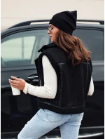 Dámská semišová vesta s ovčí kůží WOOLZIP černá FashionStreet TY4742