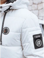 Pánská prošívaná zimní bunda s kapucí bílá FashionStreet TX5056 Pánská prošívaná zimní bunda s kapucí bílá FashionStreet TX5056