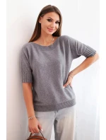 Dámský svetr z viskózy s krátkým rukávem šedý