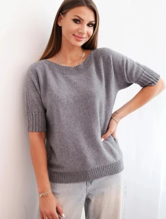 Dámský svetr z viskózy s krátkým rukávem šedý