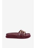 Dámské pantofle s zlatou sponou bordové Rosivana