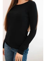 Dámský viskózový svetr s kulatým výstřihem a přiléhavým střihem černý
