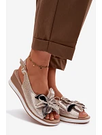 Kožené sandály na platformě s ozdobou S.Barski GR61-5988 Zlaté