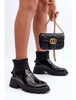 Dámské lesklé boty s kotníkem černé Pavo Dámské lesklé boty s kotníkem černé Pavo