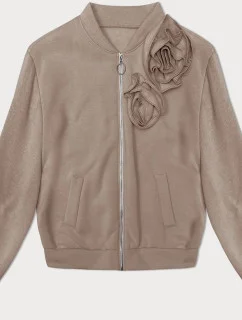 Béžová úpletová mikina s růžemi (16023)