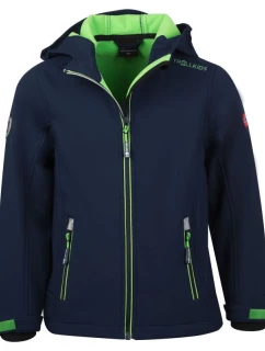 TrollKids Dětská softshellová bunda Trollfjord Jacket navy/light green s reflexními prvky navy blue (161-120)