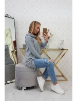 Mikina s kapucí s dlouhými zády šedá Mikina s kapucí s dlouhými zády šedá