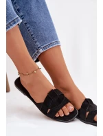 Dámské ploché sandály s pásky Eko semiš Černé Florane