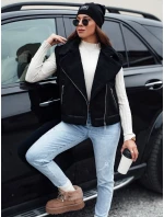 Dámská semišová vesta s ovčí kůží WOOLZIP černá FashionStreet TY4742