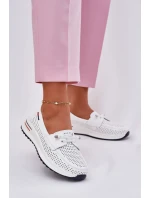 Kožené dámské polobotky na platformě bílé Violeth