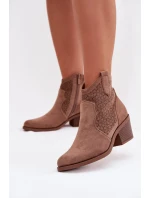 Dámské otevřené kotníkové boty na podpatku S.Barski HY61-8013 Hnědé