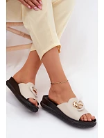 Kožené pantofle s ozdobným detailem S.Barski KV61-6046 Béžové