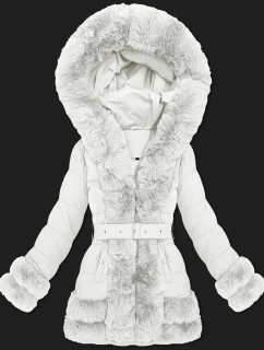 Světle béžová elegantní bunda pro přechodné období s kožešinou S'West (B8526-26)