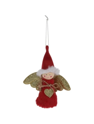 OZDOBNÝ ANDĚL 14CM ČERVENÝ