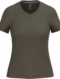 Kariban K 381 Dámské tričko s výstřihem do V 20.K381 dark khaki