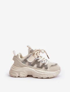 Dětské tenisky s krystaly béžové Rianalla