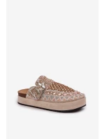 Zdobené Klapky Na Platformě Béžové Terfitra