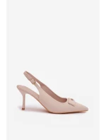 Dámské Sandály na Podpatku S Dekorativním Detalem Světle Béžové Lurella