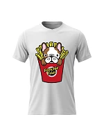 Pánské bavlněné tričko s potiskem - FRENCHIE FRIES - bílé Pánské bavlněné tričko s potiskem - FRENCHIE FRIES - bílé