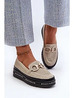 Lesklé kožené dámské mokasíny LR750 zlaté - S.Barski