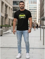 Pánské tričko s potiskem auta černé FashionStreet NX5015R