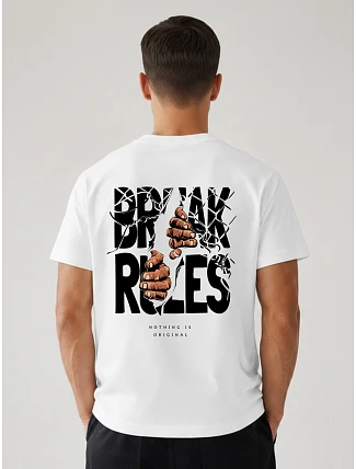 Pánské bavlněné tričko oversize s potiskem Break Rules černá NX4005R Pánské bavlněné tričko oversize s potiskem Break Rules černá NX4005R
