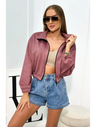 Semišová mikina na zip tmavě růžová Semišová mikina na zip tmavě růžová