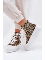 Vysoké Dámské Tenisky S Leopardským Vzorem Na Platformě Hnědé Laviriona