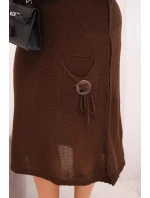 Dámská svetrková šaty Plus Size s mohairovým oversize s kapsou čokoládová