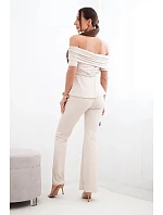 Dámský bavlněný komplet s krátkým rukávem a šortkami žlutý Dámský bavlněný komplet s krátkým rukávem a šortkami žlutý