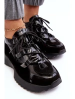 Kožené lakované dámské sportovní boty M01/2 Zazoo Černé