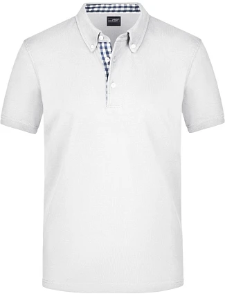 Daiber JN 964 Pánské piqué polo button-down 02.0964 white/navy/white Daiber JN 964 Pánské piqué polo button-down 02.0964 white/navy/white