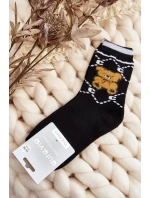 Teplé Bavlněné Ponožky S Medvědem Černé