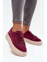 Semišové dámské tenisky na platformě Vinceza 79578 bordó