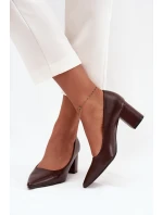 Lodičky na sloupkovém podpatku se špičatými nosy čokoládové Ryvessa