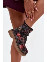 Dámské botky Artiker – černé, zateplené, se vzorem, na platformě