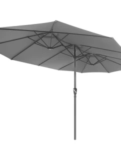 ZAHRADNÍ PARASOL XXXL 2,7x4,6 m ŠEDÝ SASKA GARDEN