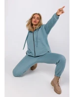 M761 Mikina s kapucí na zip a klokaní kapsou - agave M761 Mikina s kapucí na zip a klokaní kapsou - agave