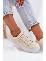 Dámské trampky s krajkou Lee Cooper – béžové