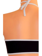 Dámské plavky dvoudílné sexy bikiny SULTRY polstrované košíčky zdobené bílými lemy černé - Černá - OEM