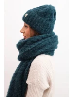 Dámská souprava čepice a šály s proužky s ozdobou mořská