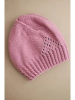 Dámská zimní pletená čepice s ozdobným vzorem a kamínky K449 fialová světlá