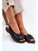 Kožené Ploché Sandály S Dekorací CheBello 4642 Černé