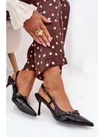 Lakovane Čerpadla S Otevřenou Patou A Pásky Černé Ravira