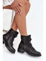 Kožené dámské kotníkové boty s ozdobnými květinami vyhřívané černé Belverine