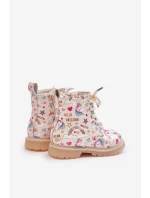 Dětské zateplené boty se zipem jednorožci béžové Tiptop