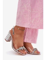 Průhledné Sandály Na Podpatku D&A MR51-705 Stříbrné