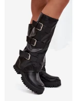 Zateplené dámské kozačky se stříbrnými klipsy Černé Isavine Zateplené dámské kozačky se stříbrnými klipsy Černé Isavine