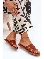 Dámské pantofle na nízkém podpatku – camel Mirona Dámské pantofle na nízkém podpatku – camel Mirona